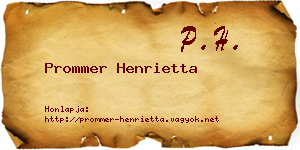 Prommer Henrietta névjegykártya